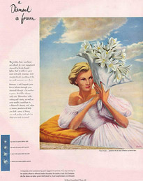 A magazine advertisement from the 1952 Diamond is Forever De Beers campaign