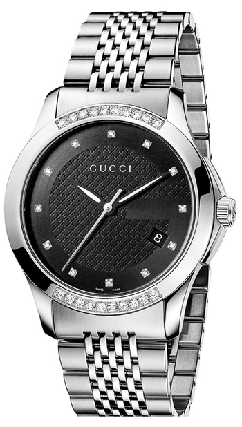 Men's black diamond steel watch