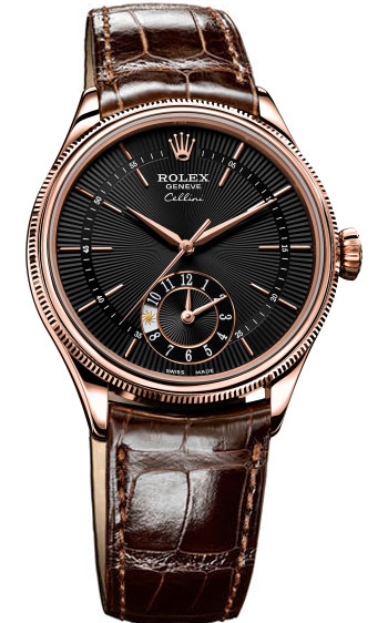 Rolex Cellini Dual Time Men's Watch Model 50525-BL-BR