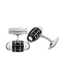 Platinum-plated cuff links with floating stars at the ends and rubber inlay