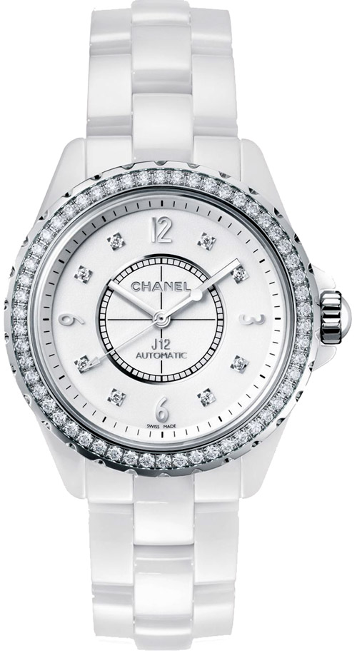 Chanel J12 White Ceramic Diamonds Quartz Ladies Watch H2422 For Sale at  1stDibs