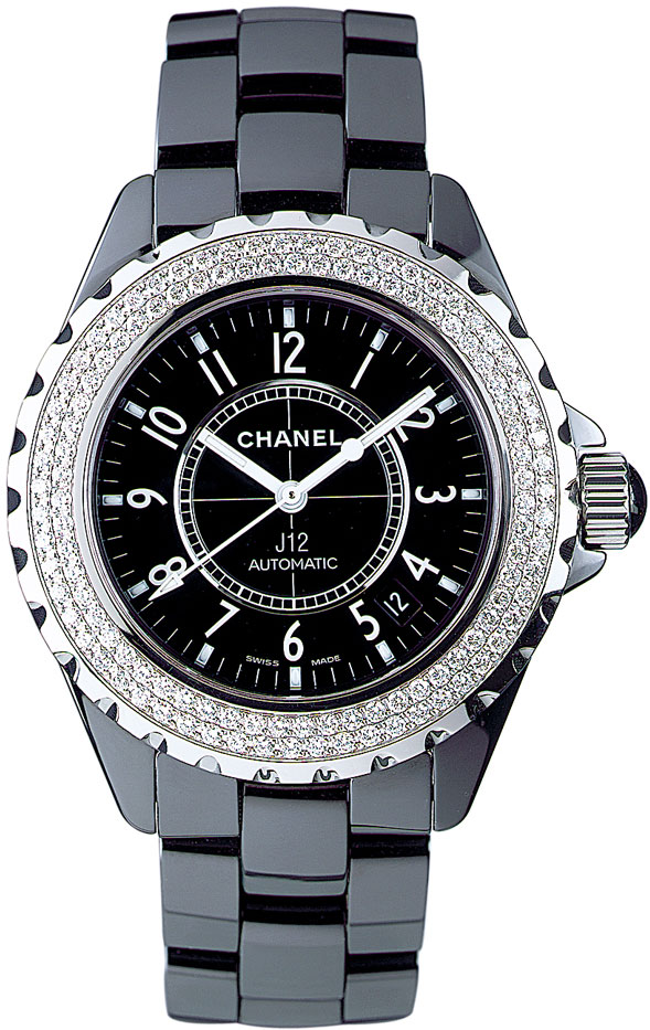 Chanel J12 Black Ceramic 38mm Unisex Automatic Diamond watch H0950