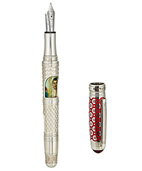 Chopard Solid Sterling Silver (925) Hand-Painted Portrait Of Pompeii Fountain Pen Model 95013-0157