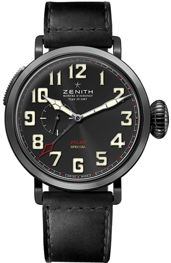 Zenith Pilot Montre d Aeronef Zenith Type 20 GMT Men's Watch Model 96.2430.693-21.C703